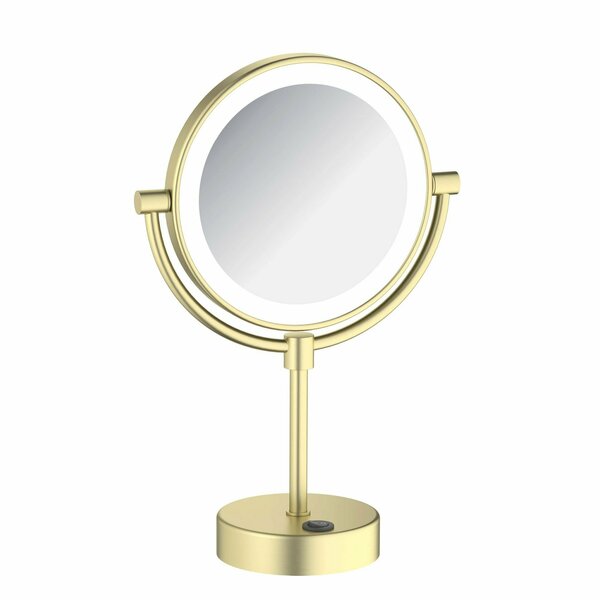 Kibi Circular LED Free Standing Magnifying Make Up Mirror - Brushed Gold KMM104BG